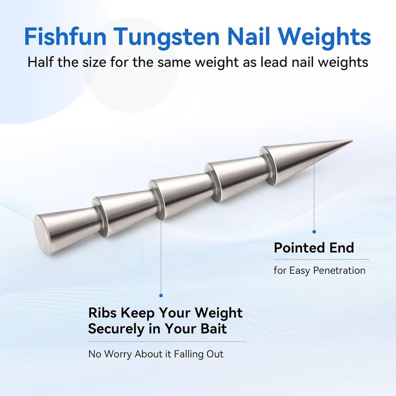 Fishfun 12/20pcs Tungsten Nail Weights for Neko Wacky Rig Fishing, Insert Pencil Worm Sinkers for Bass Fishing - Image 4